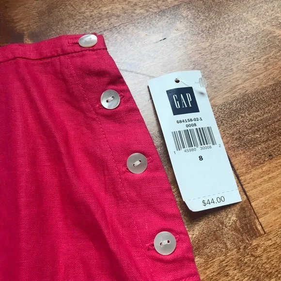 GAP linen button detail pink skirt - Picture 3 of 4